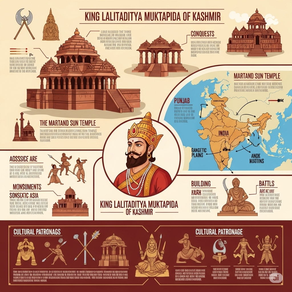 Lalitaditya Muktapida of Kashmir with Martand Sun Temple and Hindu cultural heritage